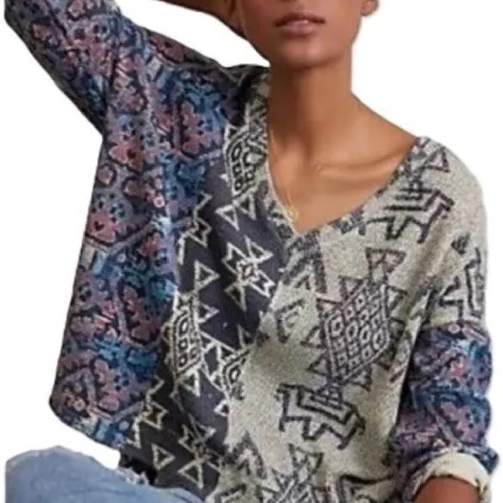 Pilcro by Anthropology Geometric Patterned Sweater